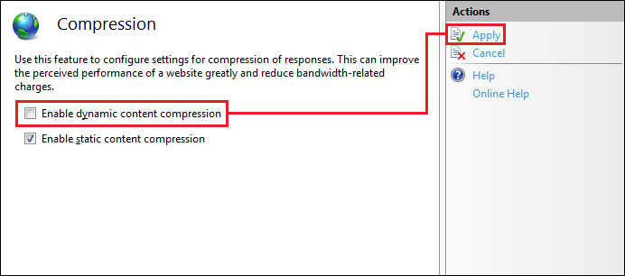 IIS Compression 配置界面